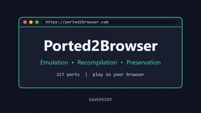Arte do SavePoint sobre o Ported2Browser, diretorio de jogos que rodam no navegador